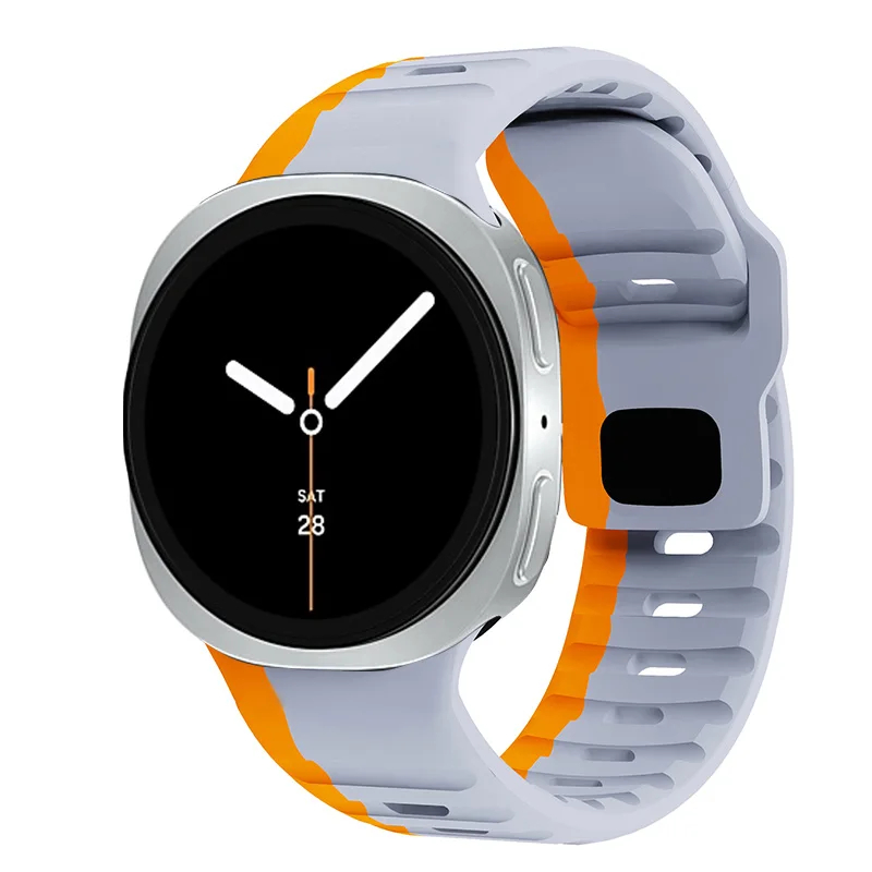 TEMU en silicone robuste conçu pour Samsung Galaxy Watch 8 et 8 Classic, disponible en tailles 40 mm, 44 mm et 46 mm pour hommes et femmes. Ce de