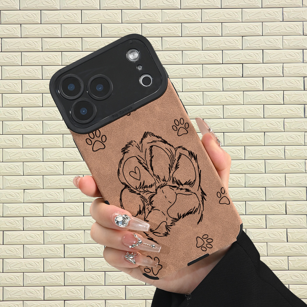 TEMU Phone Case - 5-color Phone Case, Paw Print Heart Pattern Case, Matte Texture, Light , Anti-fingerprint And Anti-sweat, Full Lens Protection,