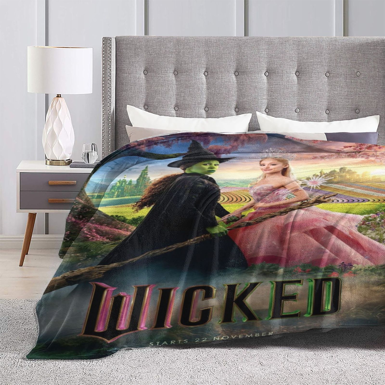 

Movie Poster Princess And Print Flannel Throw Blanket - Contemporary Style, All , 100% Polyester, , Knit Fabric, 250-300 G/㎡, Cozy Warm Blanket For Home And Office Use, For Halloween