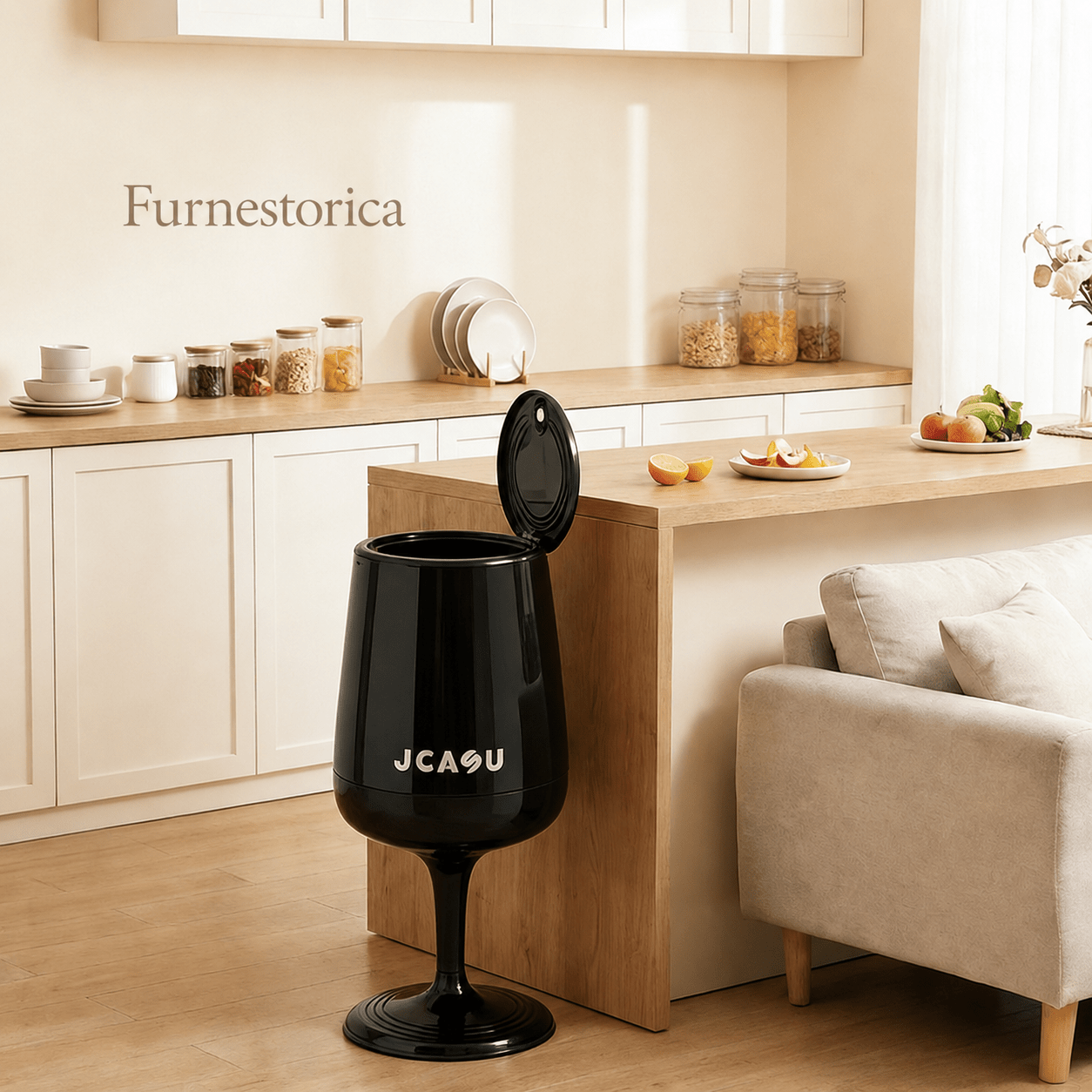 TEMU Cestino della spazzatura da cucina da 20L con , pattumiera decorativa a piedistallo, per rifiuti in plastica con a pressione, cestino, moderno