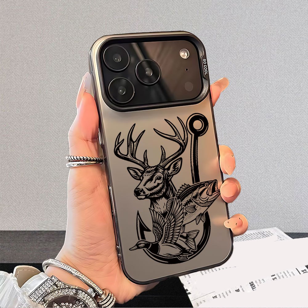 TEMU Phone Case - Phone Case Featuring A Design For Hunting And Fishing Enthusiasts, Available In A Trendy Matte End. This Shockproof Hard Case With