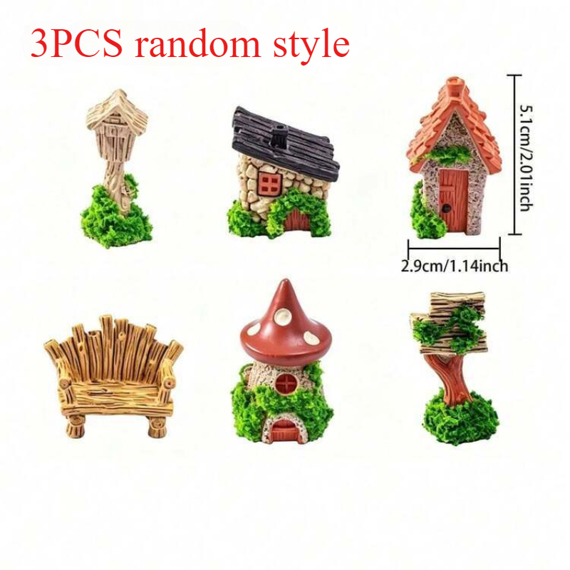 TEMU 3pcs Set Of Random Style Mini House Resin Accessories, Mini Fairy Garden Accessories, Mini Mushroom House, , Mailbox Resin Ornaments. Suitable