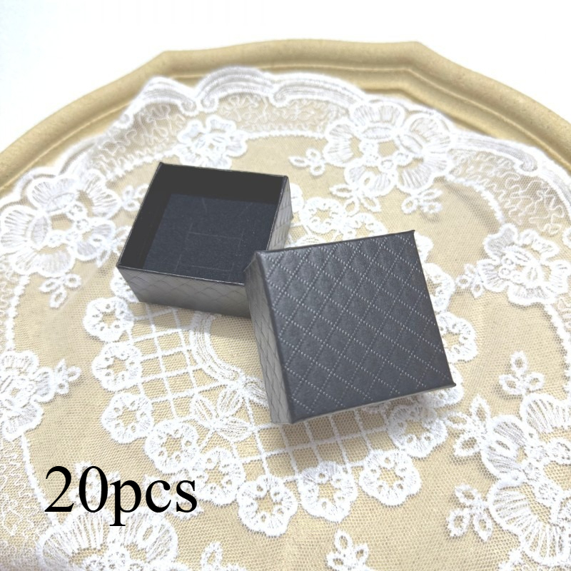 Image of 20pcs-jewelry Box, Jewelry Packaging Box, Silver Necklace Box, Ring Earring Storage Box - Black - Gift Packaging Decoration Box, Elegant Design, , Jewelry Boxes