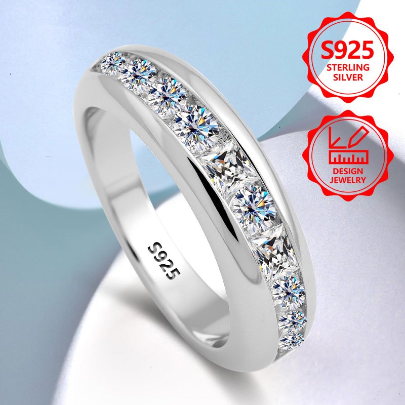 Inel de damă 925 Argint Masiv, Model Exquisit, Lux Ușor, Elegant, la Modă, Incrustat cu Zirconiu 5A, Inel de Damă Exquisit de Înaltă Valoare, Potrivit pentru Călătorii, Festivaluri, Vacanțe, Zile de Naștere, Ținută de Călătorie Zilnică