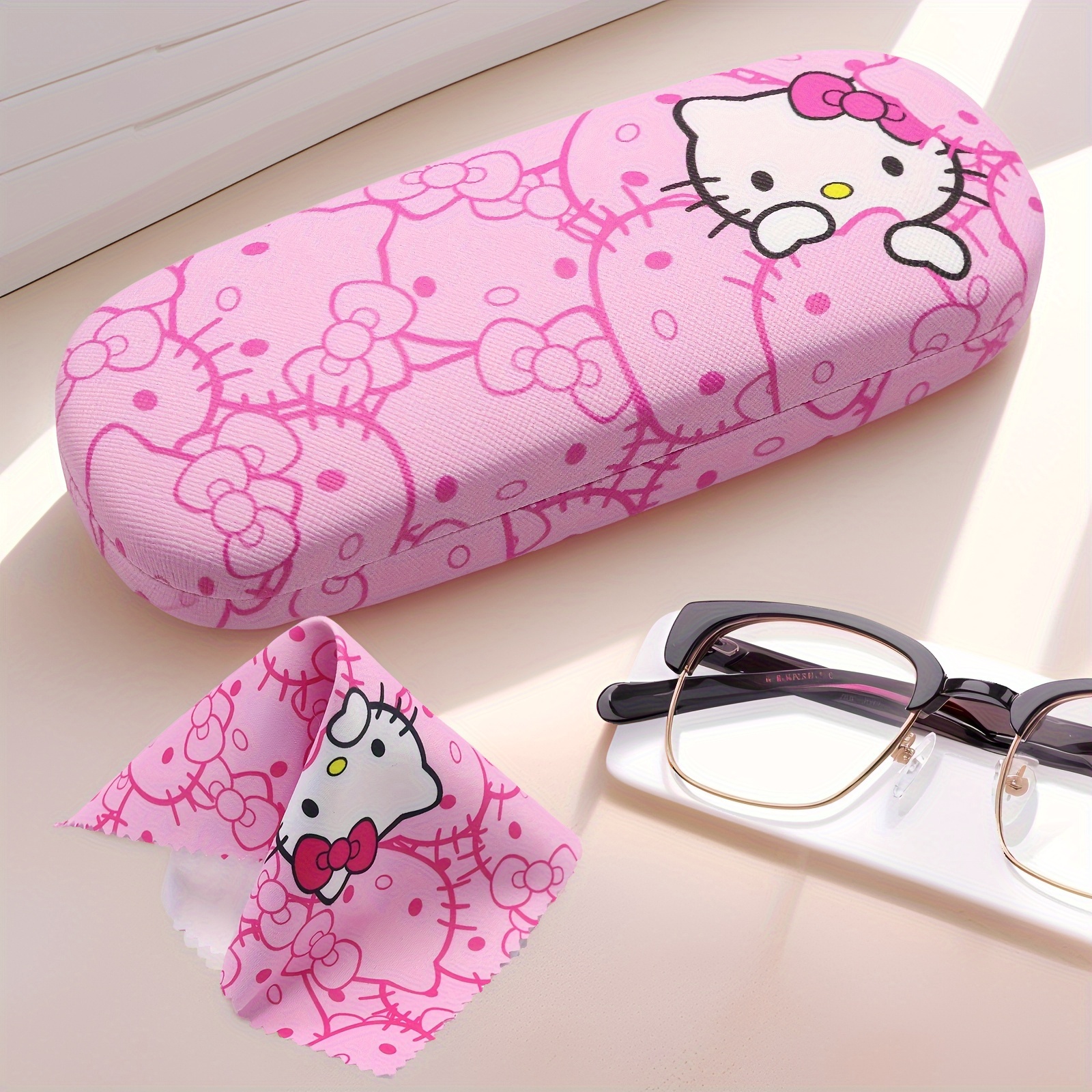 Ip Portable Eyeglass Case, Stylish And High-end Portable Eyewear Storage Box, Hello Kitty Print Design, Lightweight And Durable, Pressure-resistant And Drop-proof, For