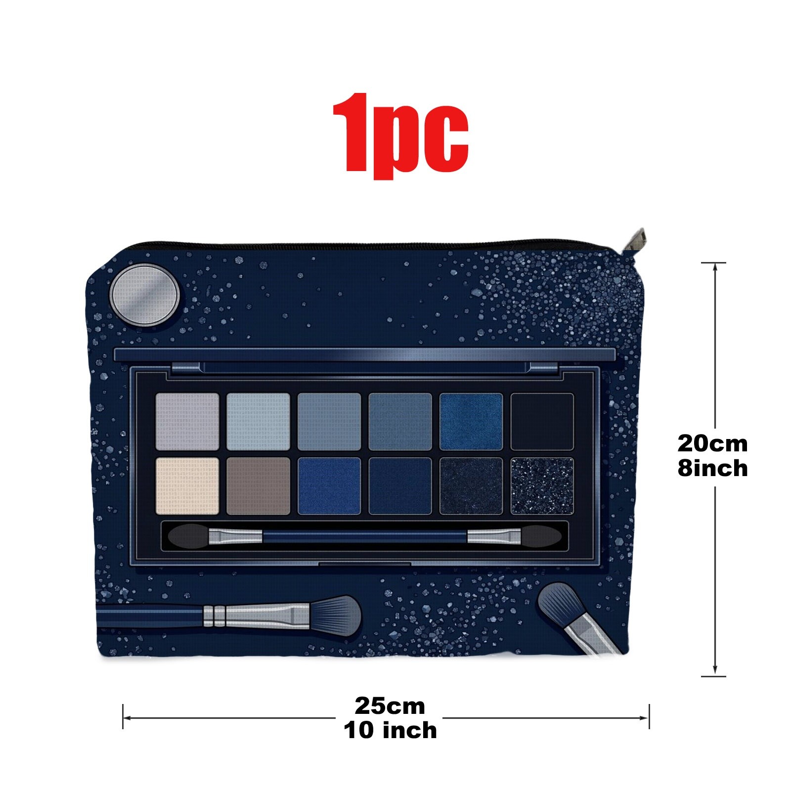 TEMU Starry Glitter 2d Flat Printed Makeup Bag, 20*25cm/8*10inch Polyester Small Portable Cosmetic Pouch, Unisex For Travel & Daily Use, Perfect Gift