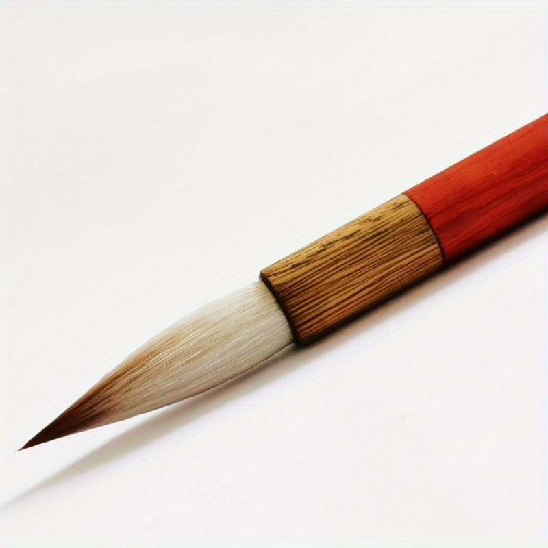 

Medium-size Dual-tip Brush Pen With Wolf And Goat Hair, Traditional Gourd Handle For Calligraphy, Cursive Script, And Artistic – Red And Wood Design