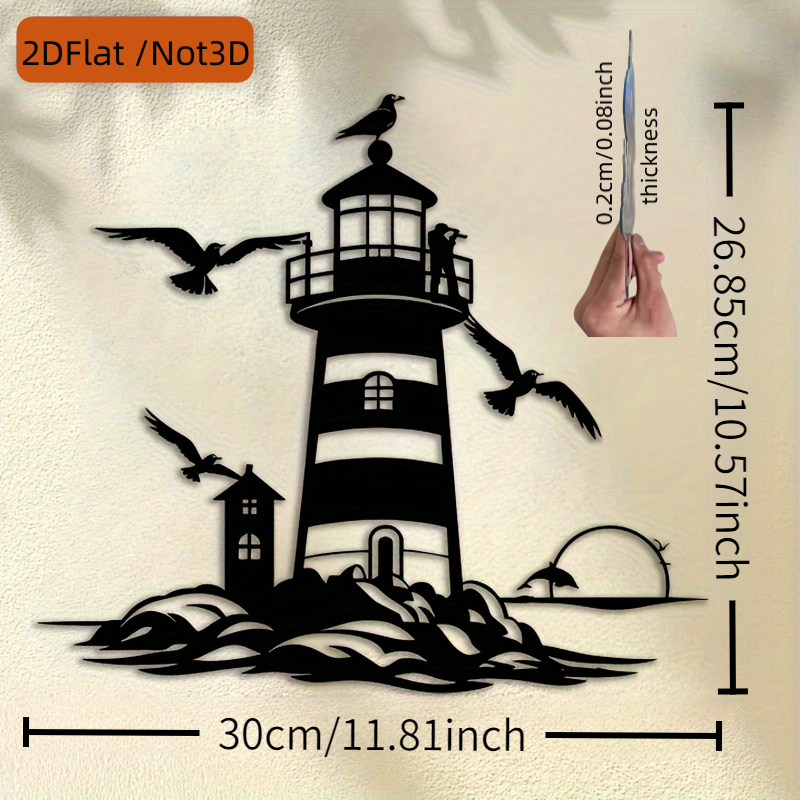 TEMU 2d Flat, 1pc Lighthouse Acrylic Wall Decor Sculpture, Modern Laser Cut Acrylic Art Wall Hanging, Suitable For And Lakeside Decoration,