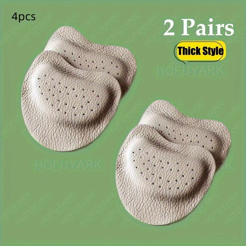 Image of 4pcs Forefoot Cushions - Breathable, Non-slip Shoe Inserts For High Heels & Sandals Comfortable Cowhide Insoles With Grip & Shock Absorption, Ideal For Valentine's Day, Christmas, Thanksgiving