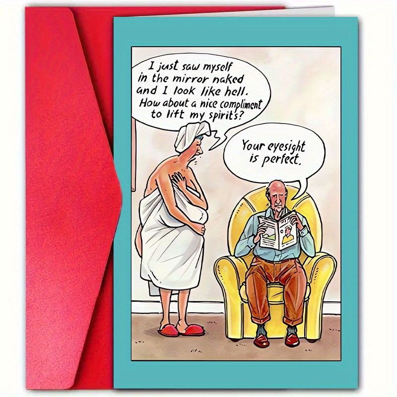 1pc funny anniversary card with envelope hand drawn anime couple humorous   12x18cm high quality paper greeting card for husband wife couples unique humorous   gift for anniversary celebrations anniversary gifts 0