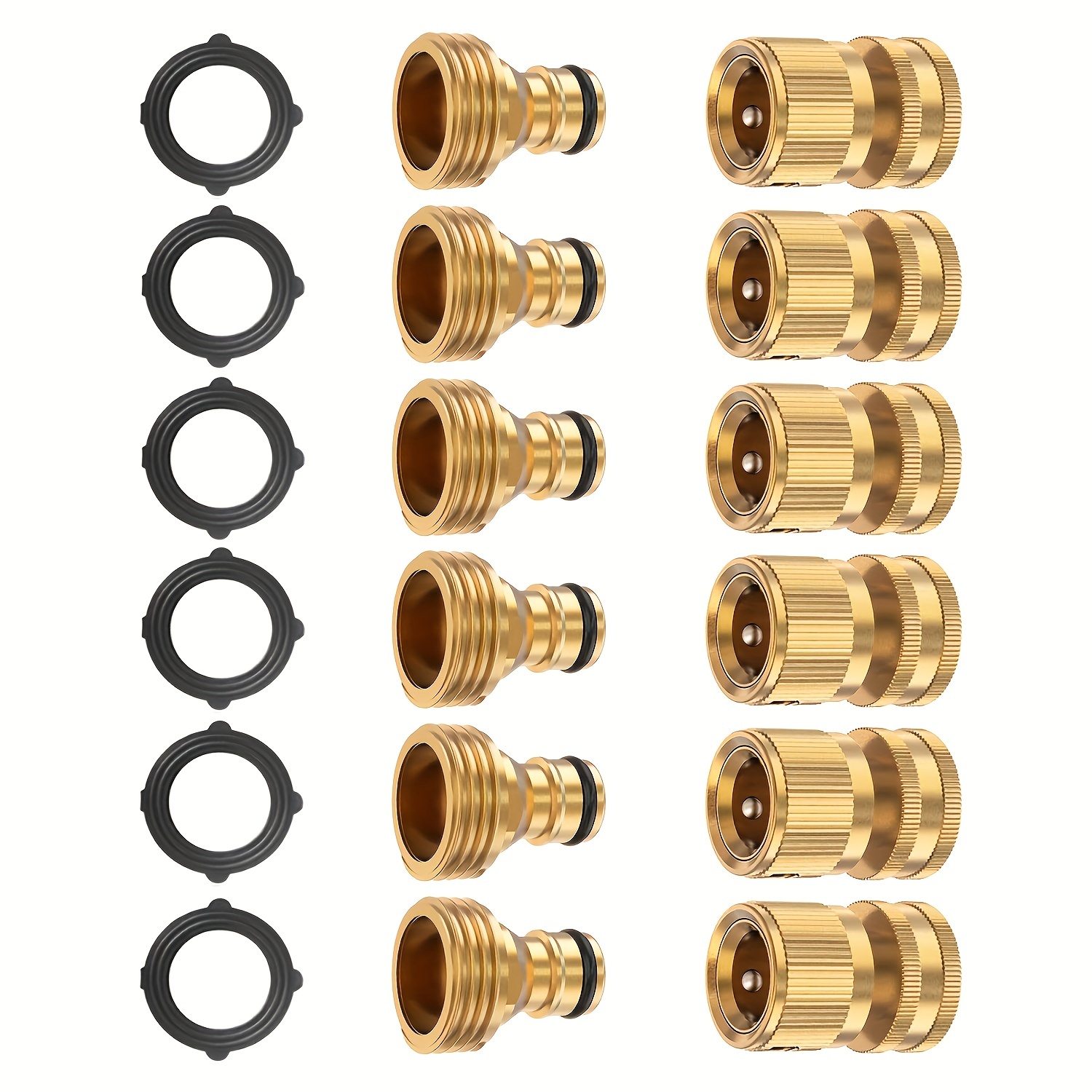 Garden Water Hose Quick Connector, Solid Brass 3/4 Inch GHT Thread Garden Quick Connect Kit, Male and Female * Pipe Connectors [GANICAT *]