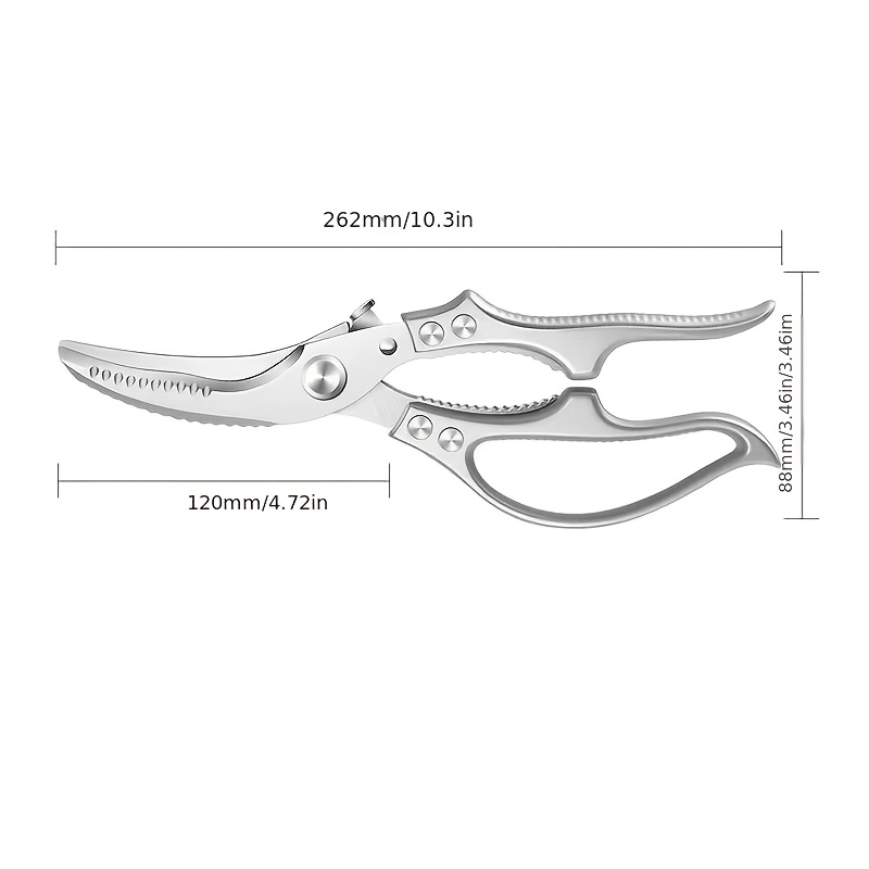TEMU New Heavy-duty Kitchen Scissors - Versatile Poultry Shears Equipped With Non-slip Handles And A Safety Lock, Made Of Stainless Steel, Designed