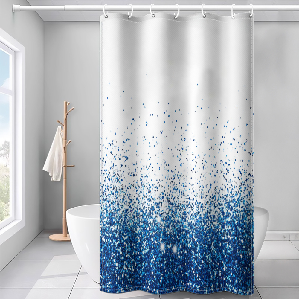 TEMU 1pc Gradient Print Shower Curtain, Minimalist Bathroom Home Decor With Plastic Hooks, Suitable For Home And Hotel, Machine Washable