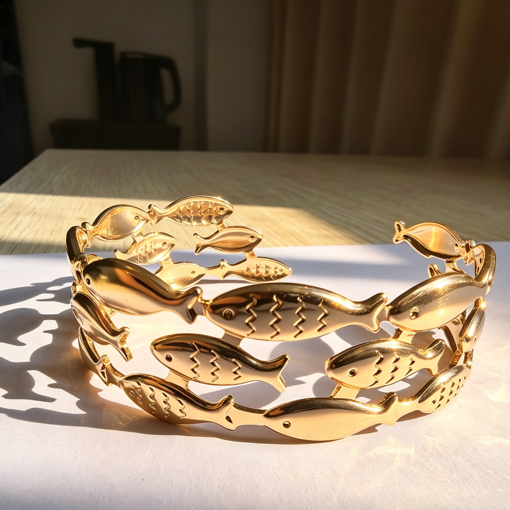 TEMU Bracelet manchette poisson YX&ST pour femme - Bijou marin plaqué adapté aux vacances et aux tenues décontractées, élégant bracelet ouvert avec