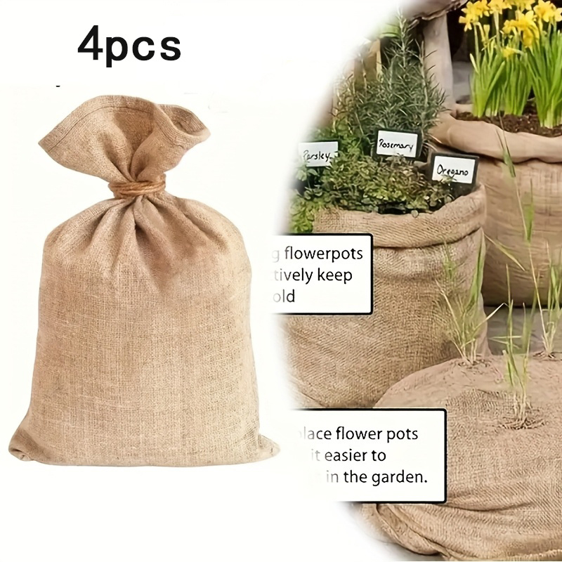 E-shop 4 Stück Robuste Große Jutesäcke, 40*60 cm, Ideal für Gartenarbeit Outdoor-Rasenspiele, Wiederverwendbare Aufbewahrung, Topfjute, Hochwertige