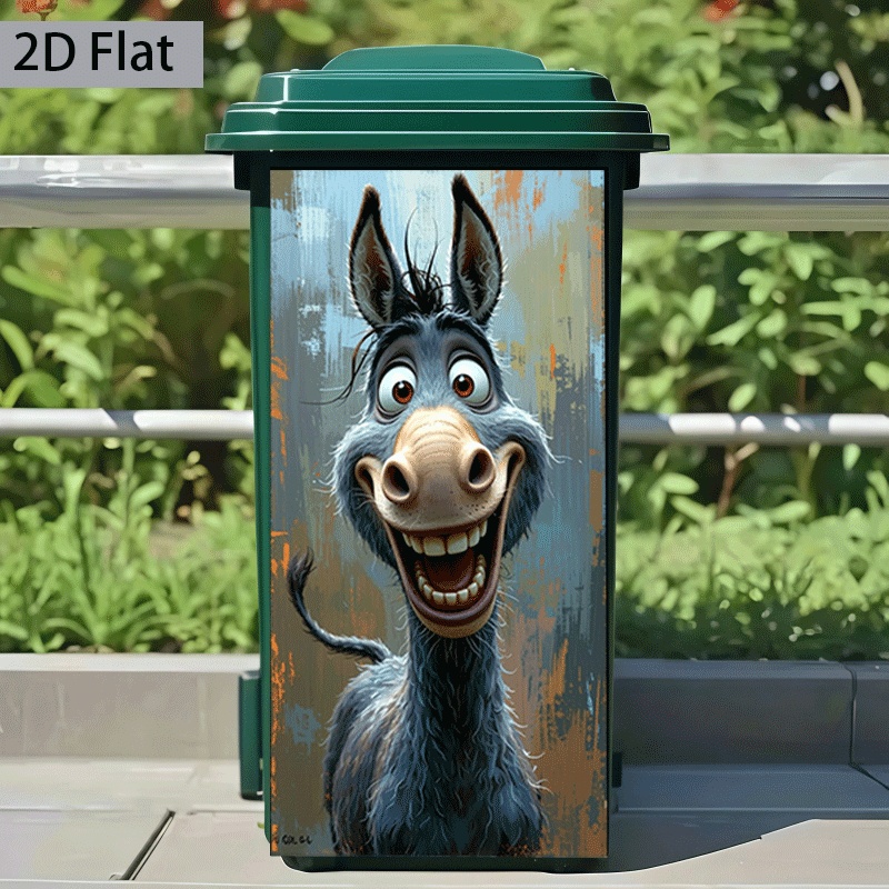 Image of 1pc Of 2d Flat Printed Wall Sticker Featuring A Cartoon Donkey Design, Measuring 37×82 Cm, Suitable For Decorating Trash Bins, Walls, And Home Decor