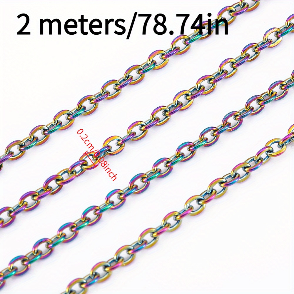2 Meters Colorful Stainless Steel Chain 1.2/1.5/2mm Fine Chain For Jewelry Necklace/bracelet Jewelry Making Parts