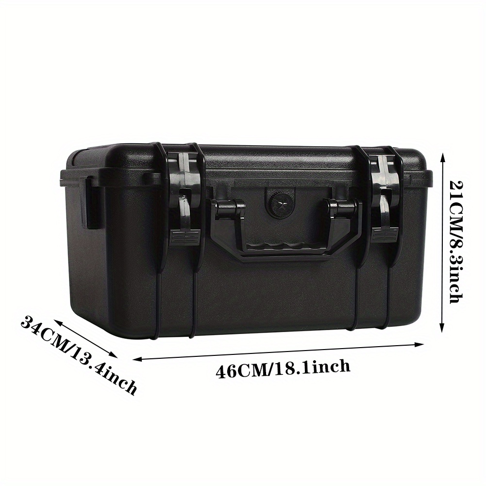 TEMU Black Portable Outdoor Tool Box Storage Box Hard Carry Case Plastic Box Equipment Camera Travel Transport Protect Tool Case Camera Photography