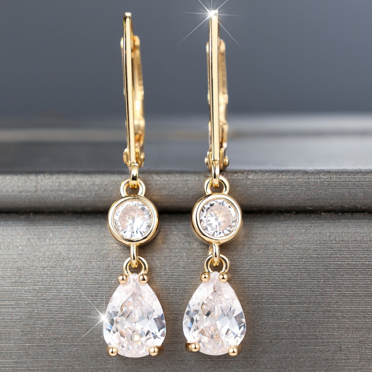TEMU Minimalist Light Luxury Women's Dangle Earrings, Double Layer Teardrop Sculpture Design, Elegant Jewelry For Dating, Birthday Banquets & Wedding