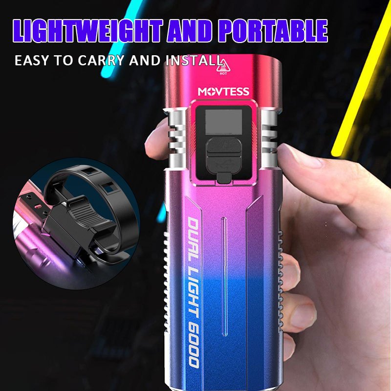 Super Bright Aluminum LED Bike light, Outdoor Cycling light, USB Fast charging, with Battery Level indicator and Emergency light, Easy to Install with Loop Rope closure, 4 Lighting modes, Suitable for Outdoor Riding, Hiking, Camping, Outdoor Lighting