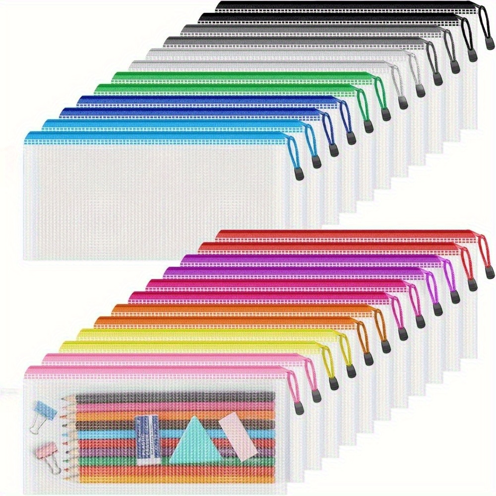 24 pack zipper pencil pouches black and   and office organization storage bags for supplies receipts small items