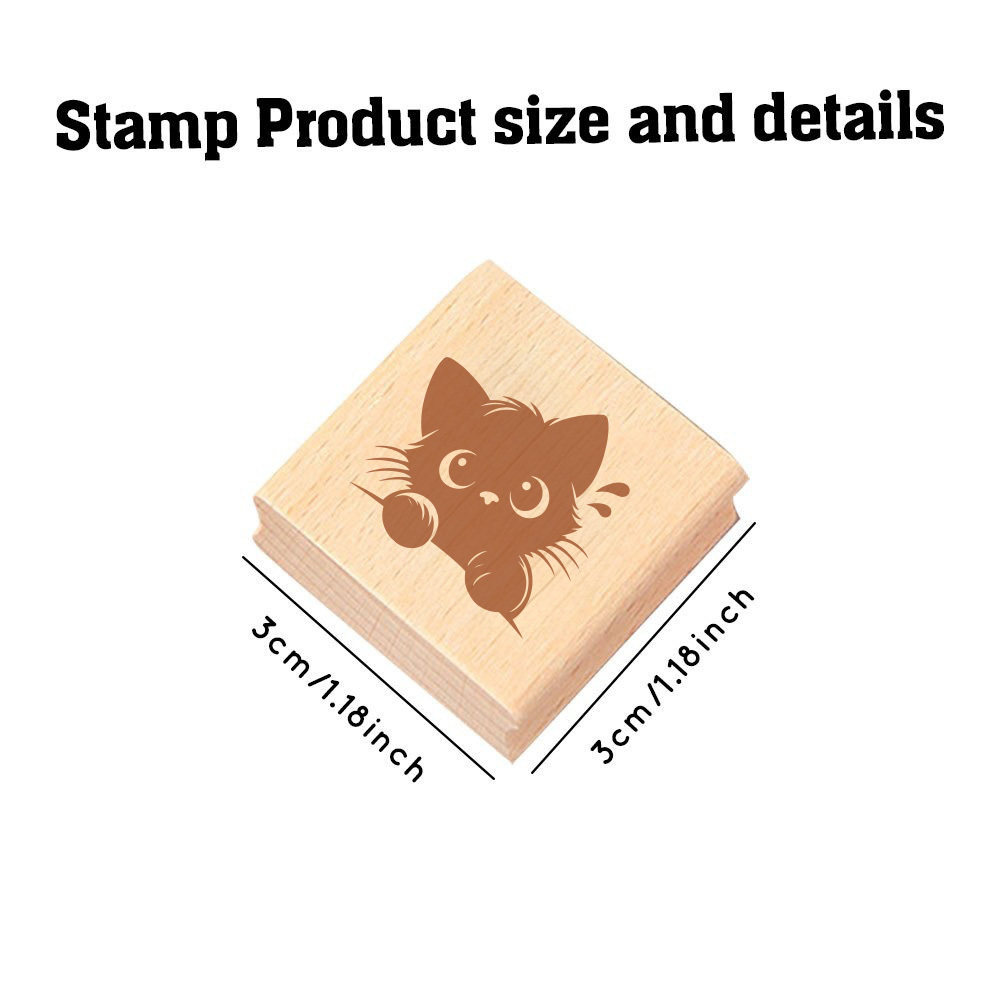 Fashion Tilted Head Kitten Wooden Rubber Stamp