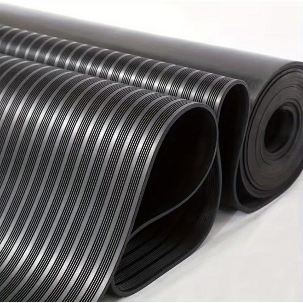 Image of A Black Rubber Mat Measuring 39.37x118.11 Inches, Designed To Prevent Slipping, With A Thickness Of 3mm (0.118 Inches), Suitable For Garage Floors, Gym Floors, And Heavy-duty Commercial Use
