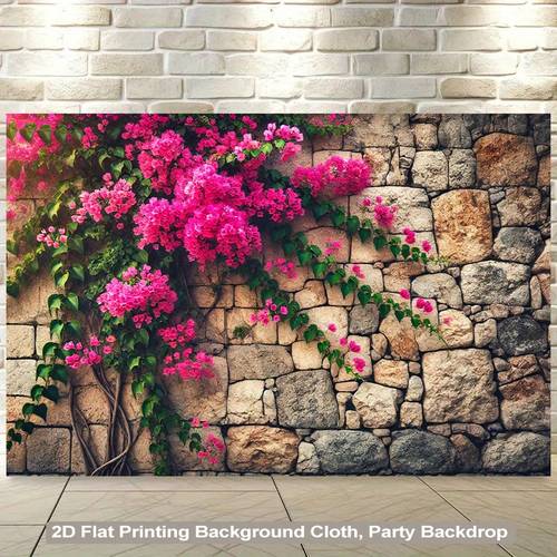 2d flat printing backdrop banner 1pc bright flowers blooming on wall background cloth vibrant wall hanging for living room bedroom office or party decor party backdrop