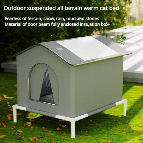 casa para gatos de exterior para con soporte - tela oxford resistente al frío, incluida, tienda para gatos espaciosa y cerrada