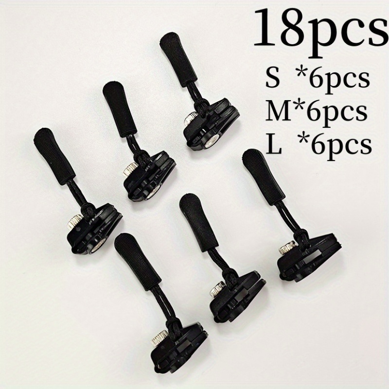 TEMU 18pcs Zipper Repair Kit, Zipper Pulls, Detachable Replacement Zipper Topper, Interchangeable Plastic Zipper Slider, Suitable For Clothes,