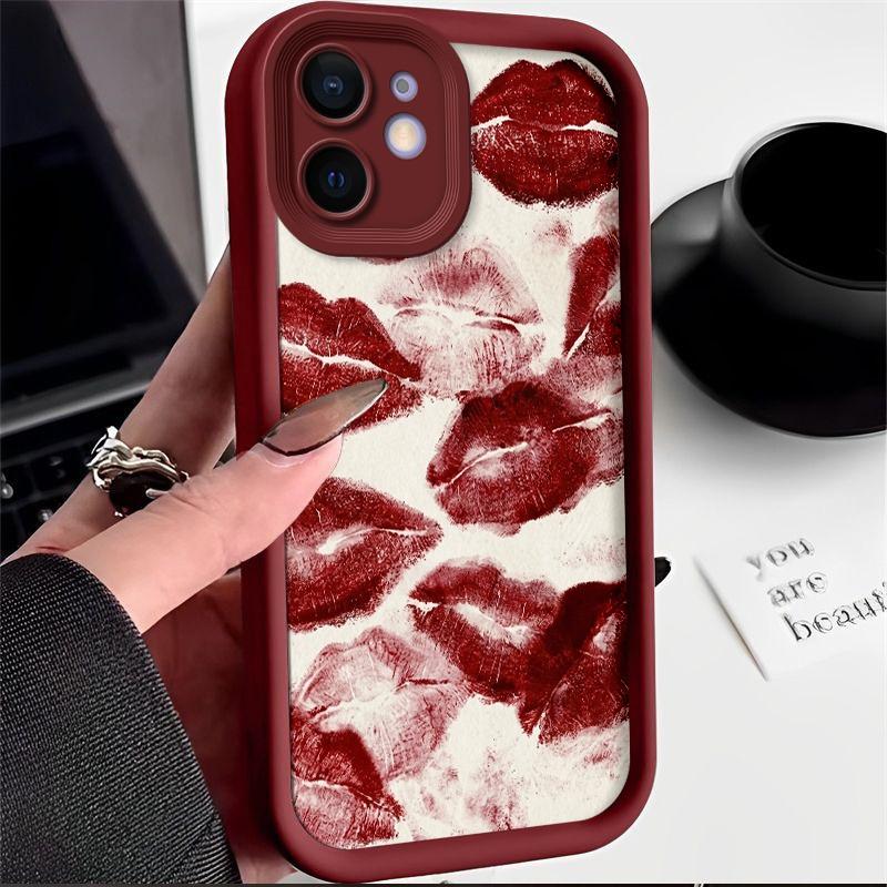 TEMU Phone Case: Fashionable Burgundy Soft Phone Case With Red Design, Featuring Precise Cutouts, Suitable For Iphone 17/16/15/14/13/12/11 Series, 17