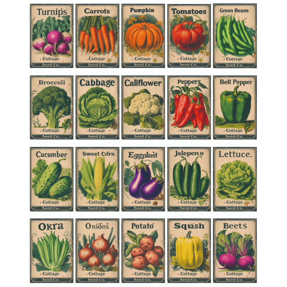 Image of 20pcs Vintage Garden Plants -10x15 Cm, Classic Cardboard Illustrations Decorative Craft Cards For Scrapbooks And Diaries