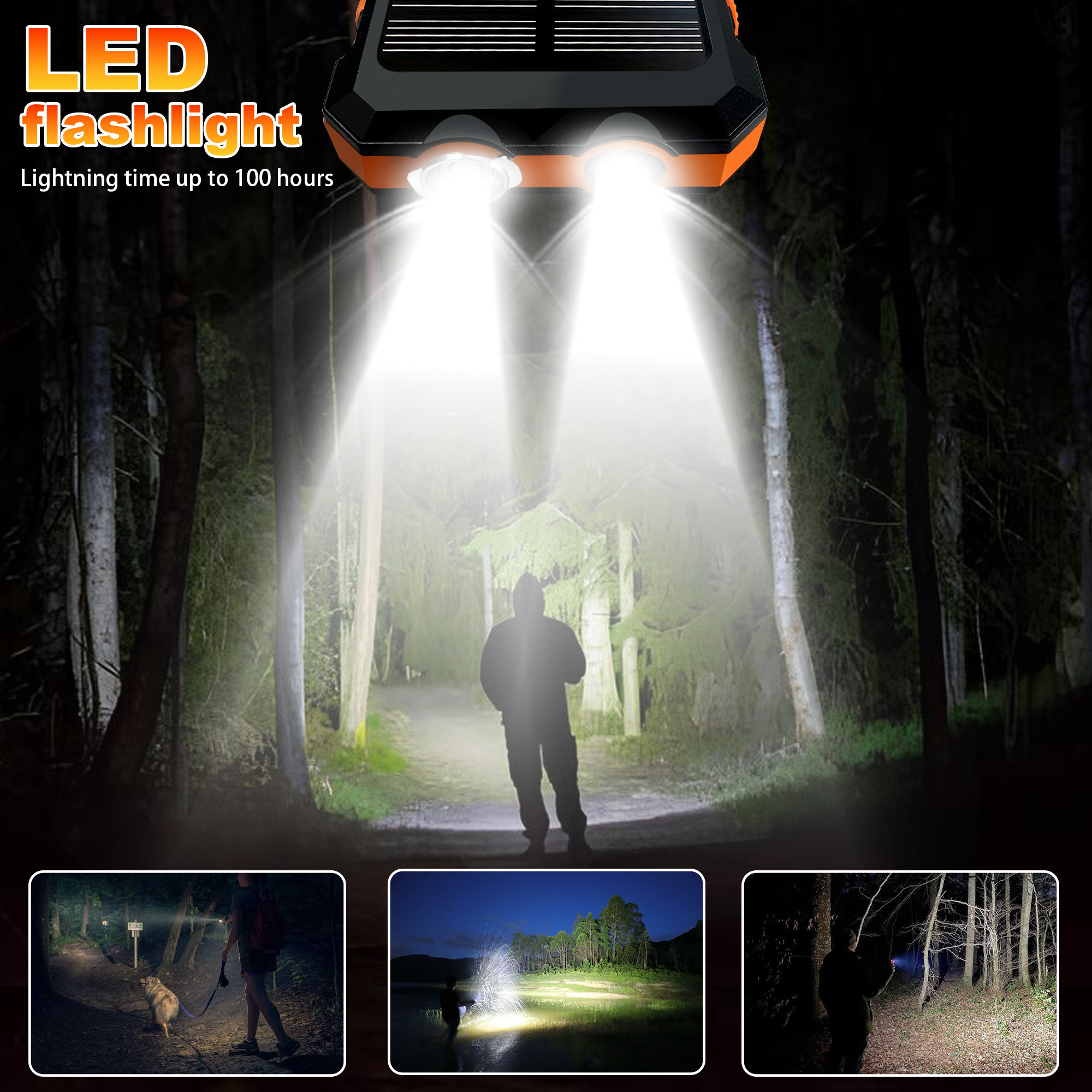 10000 20000mah capacity portable charger solar power bank dual 5v usb ports output with led flashlight compass for mobile phones mobile devices travel and camping external backup battery pack   for   Product details 1