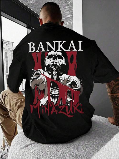 mens casual round neck t shirt minazuki skull print 100 cotton short sleeve regular fit ideal for casual edgy casualwear relaxed fit shirt