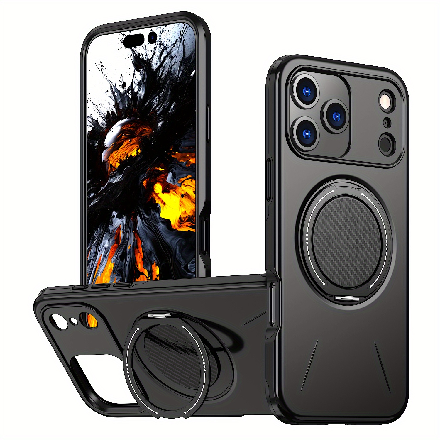 TEMU Phone Case: Fashionable 360Â° Rotating Ring Bracket/wireless Charging Featuring Mount And Anti-fall Design Suitable For Iphone 18 Pro/18 Pro
