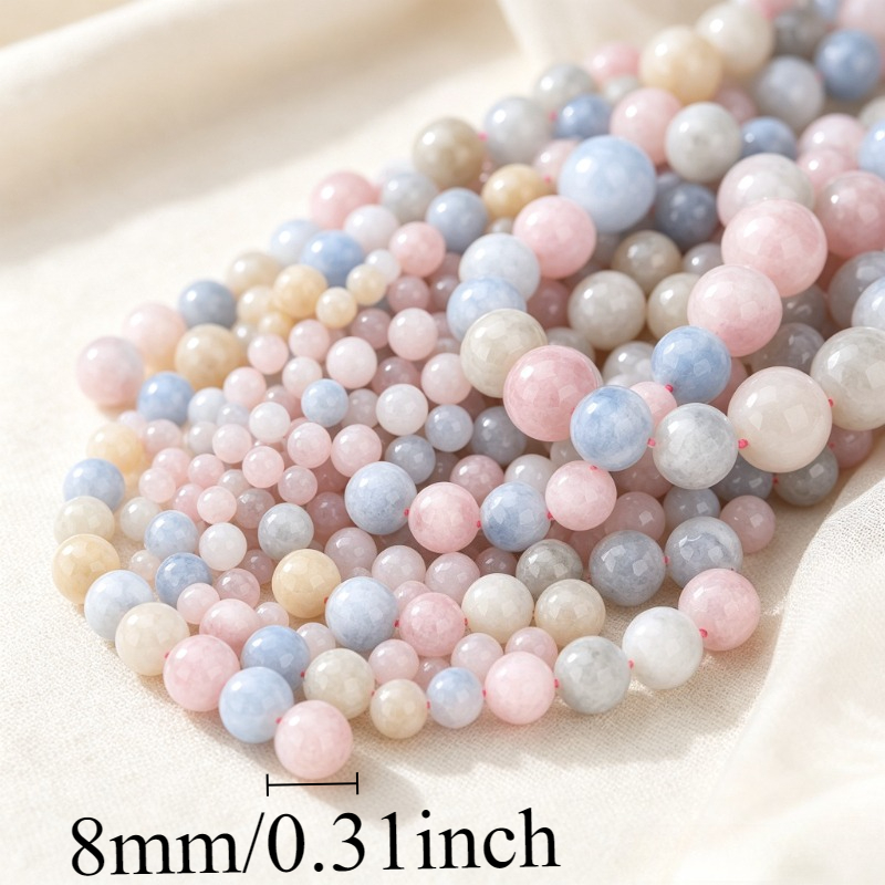 TEMU Perline sciolte di naturale, perline rosa per gioielli, forniture per braccialetti e collane, aggiunte lisce per donne, ottima idea regalo per