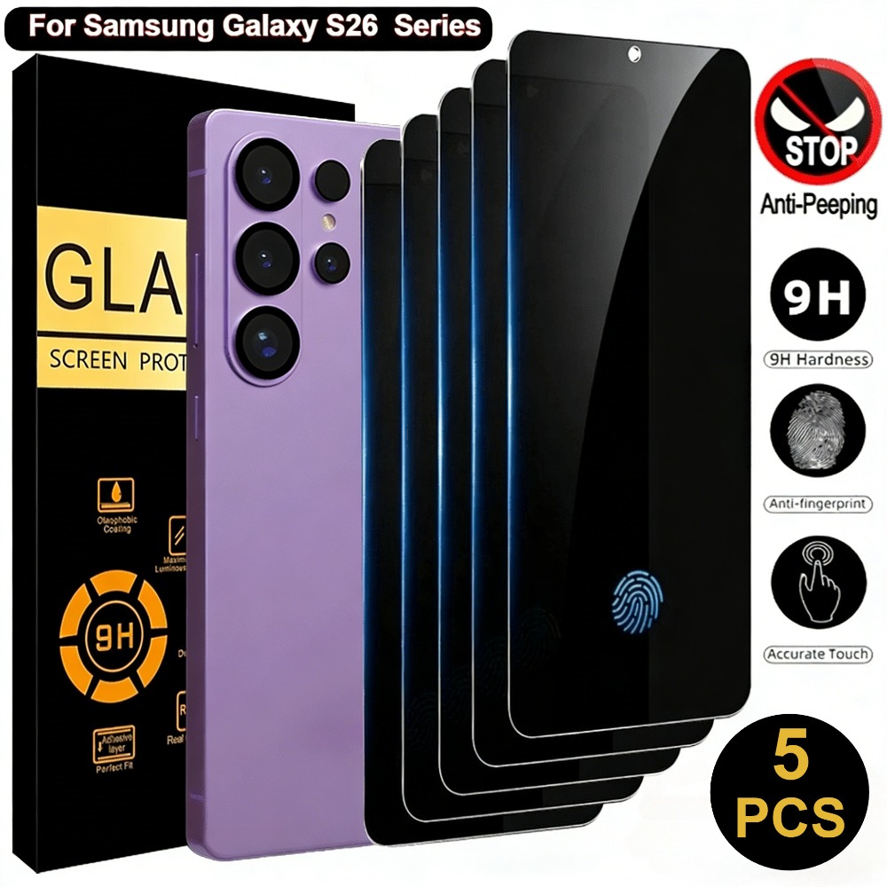 TEMU 5pcs Privacy Tempered Glass Screen Protector With Black Edges, Suitable For Galaxy S22 S23 S24 S25 S26 Plus Edge Fe Ultra. Anti-scratch,