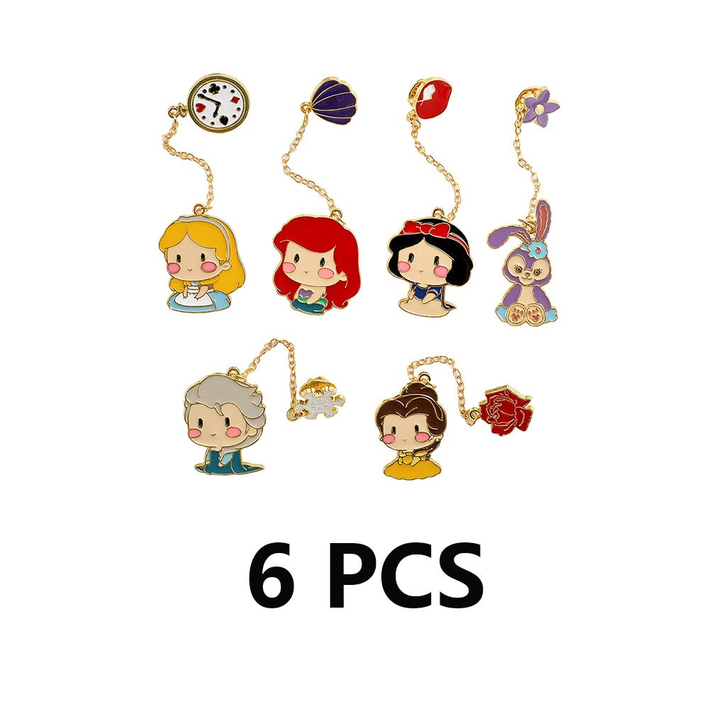 TEMU 6 pezzi in metallo personaggio anime da Disney smaltata Accessori decorativi per abbigliamento e borse da e da donna commemorativa regalo