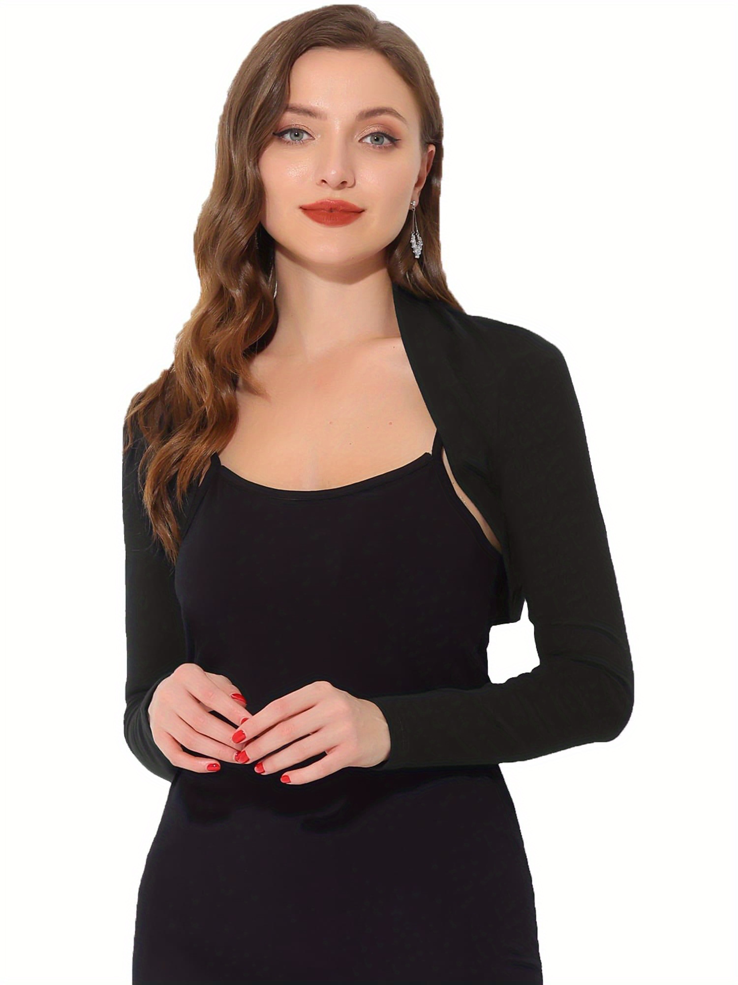 chic long sleeve bolero shrugs women women's clothing temu - Temu