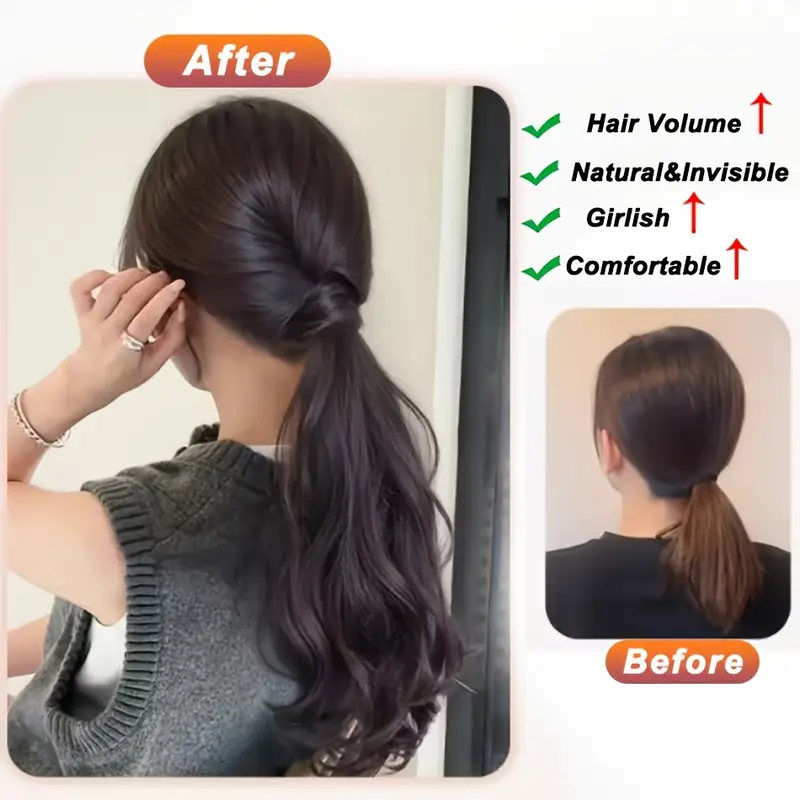 50 8cm elegant loose wave synthetic ponytail hair extension heat resistant fiber non slip rubber band low tie accessory for women natural layered ponytail look suitable for all ponytail hair extension details 1