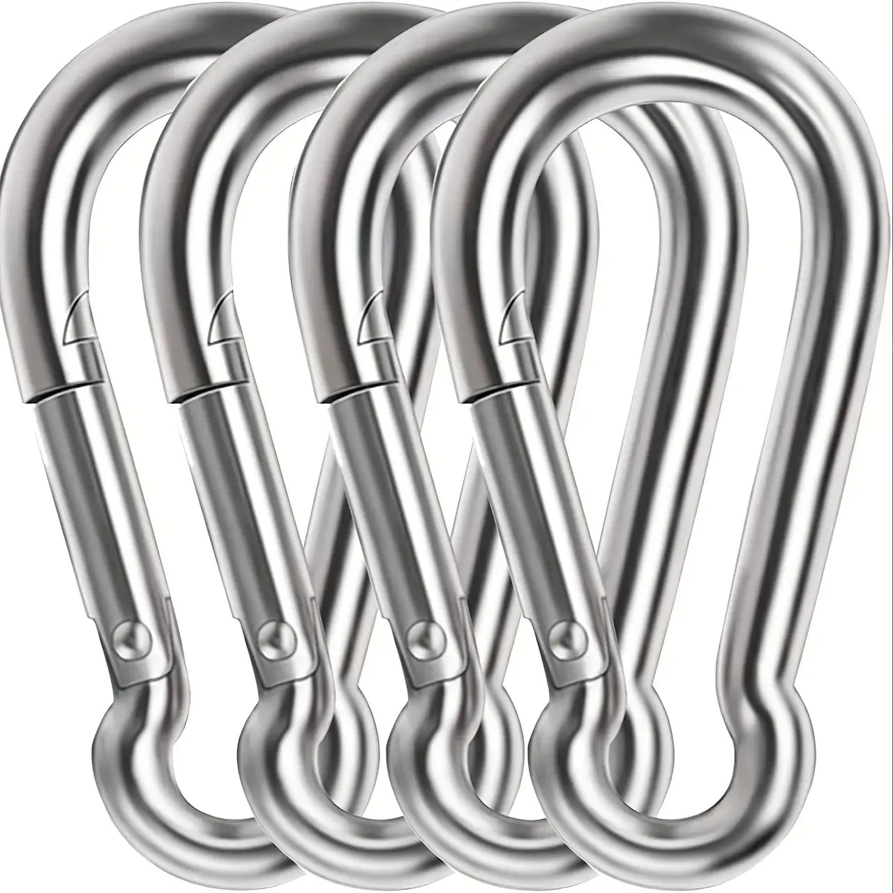 E-shop Set mit 4 robusten 304 Edelstahl Karabiner Clips mit Schnellverschluss - Langlebige Schnapphaken mit sicherem Verriegelungssystem, korrosions-