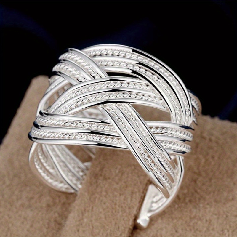 Image of 1pc Women's Fashion Personality Ring Hollow Opening Adjustable Ring Women' Party Banquet High-end Ring Elegant Jewelry Gift