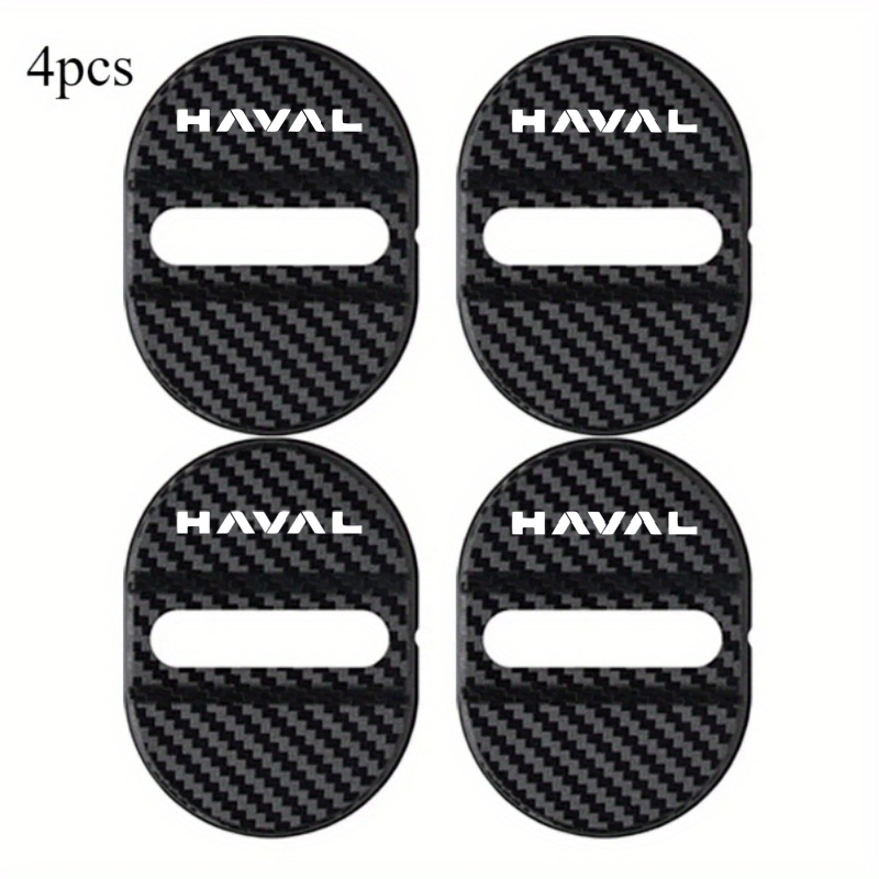 TEMU 4pcs For Haval Car Door Lock Covers - Carbon Fiber Texture Design, Noise & Soundproofing Adhesive Locking Mechanism, Fit Suitable For Haval