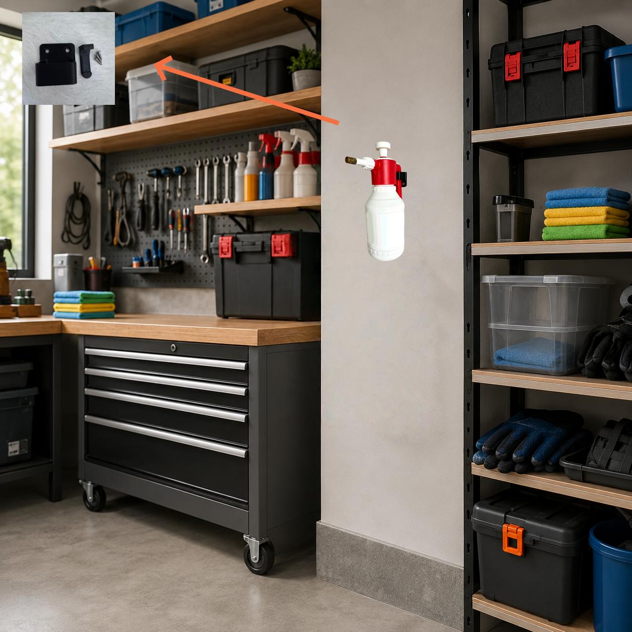 Image of 5pcs, Including 1pc Easy Spray Pump Holder And 1pc Tape Holder And 3pcs Screws, Wall-mounted Storage Rack, With 2pcs Installation Screws, Fixed To The Wall, Utility Hooks