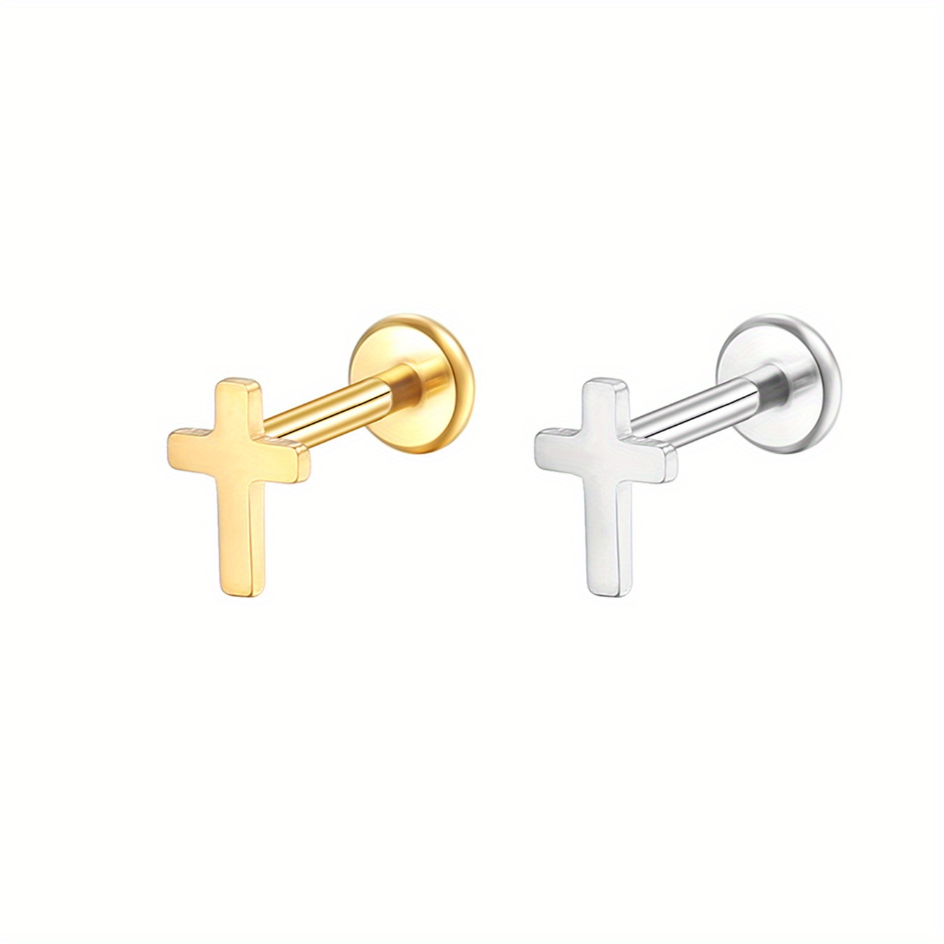 Minimalist Cross Earrings Stainless Steel Hypoallergenic Studs