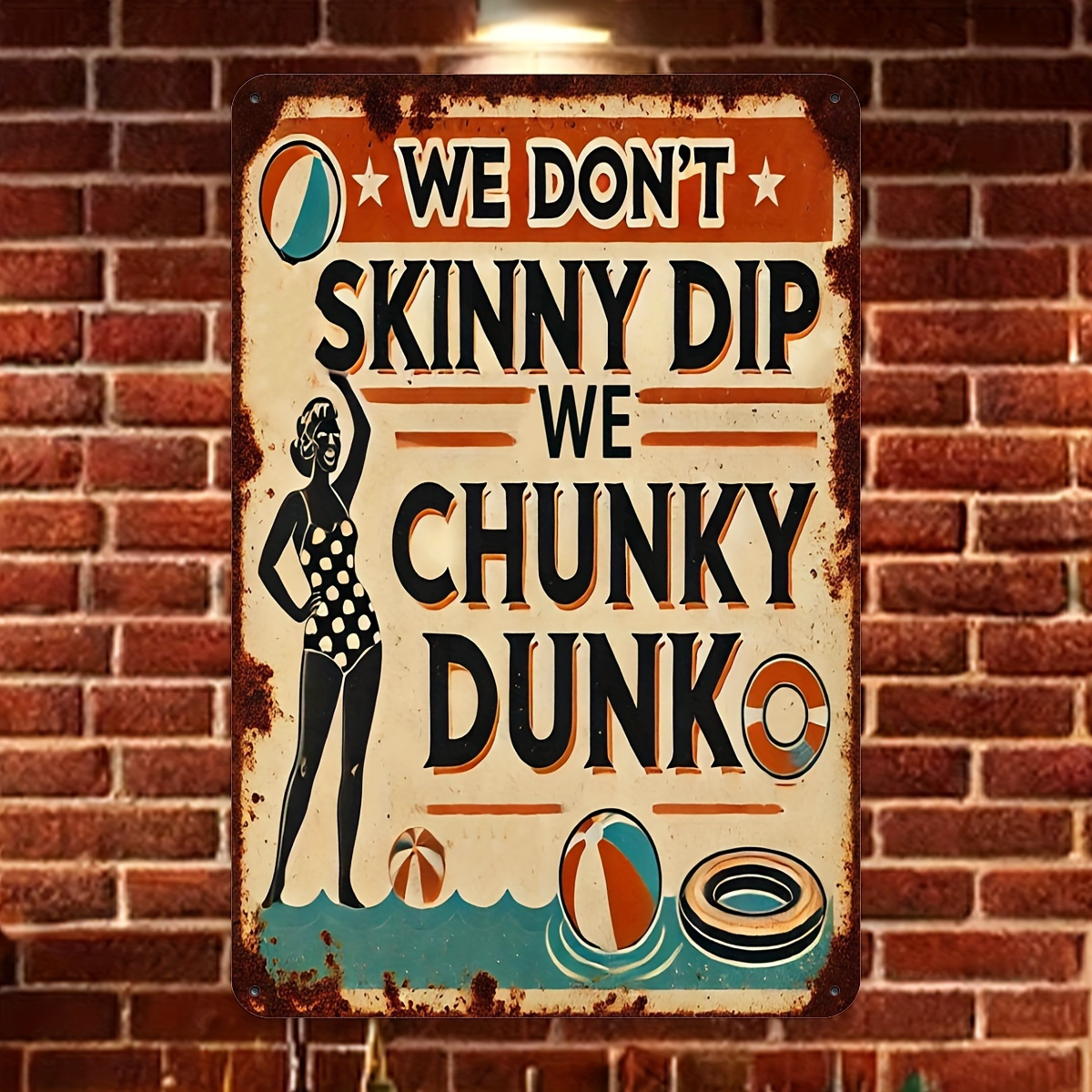 TEMU 2d Flat - 【2d Flat】 2d Flat - [2d Flat] Home Decor Beach Poolside Wooden Wall Sign "we Don't Swim Naked, In" Retro Slogan Outdoor/indoor Pool