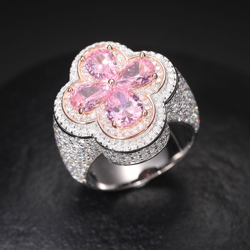Men's Bling Moissanite Hip Hop Ring, Luxury Stylish Ornament