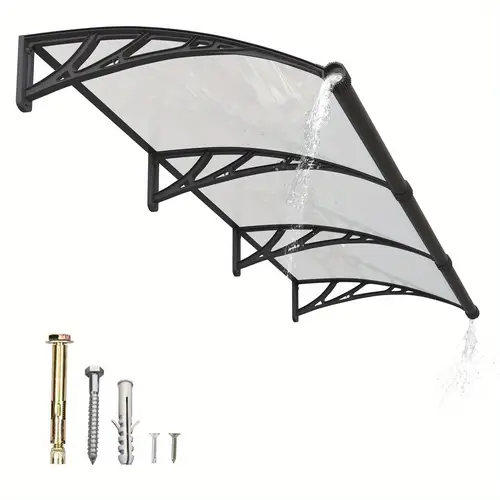 large sink solid polycarbonate awning window door canopy snow bearing exterior awnings for doorways porch balcony patio yard garage outdoor ev charger ac units rain protection with all screws for installation abs bracket and aluminum strips