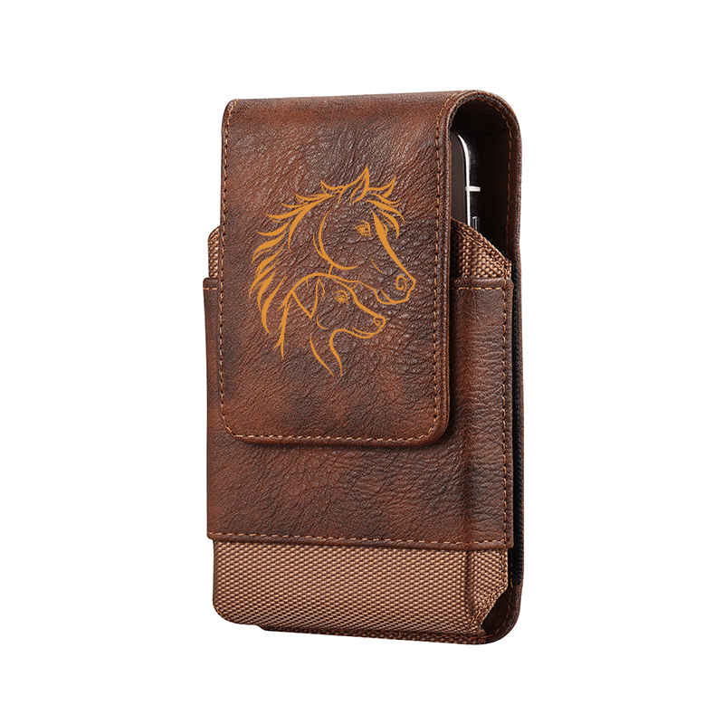 Funda para teléfono de hombre con diseño de retrato de caballo y perro, estuche retro de cintura para guardar el…: retailer-supplied image