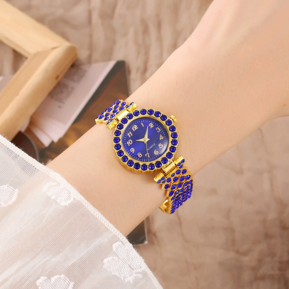 6pcs Women's Rhinestone Watch & Jewelry Set with Quartz Movement Watches, Elegant Bracelet, Necklace, Ring & Earrings - Sparkling Alloy Dress Watch Set for Wedding, Party, Prom - Complete Gift Set for Birthdays/Annivers